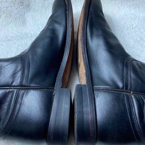 Justin Mens 9 Cowboy Roper Boots Black Leather Western Rodeo Pull On